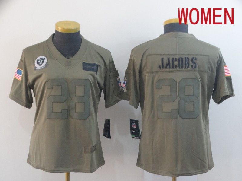 Women Oakland Raiders #28 Jacobs Nike 2019 Olive Camo Salute to Service Limited NFL Jerseys->san francisco 49ers->NFL Jersey